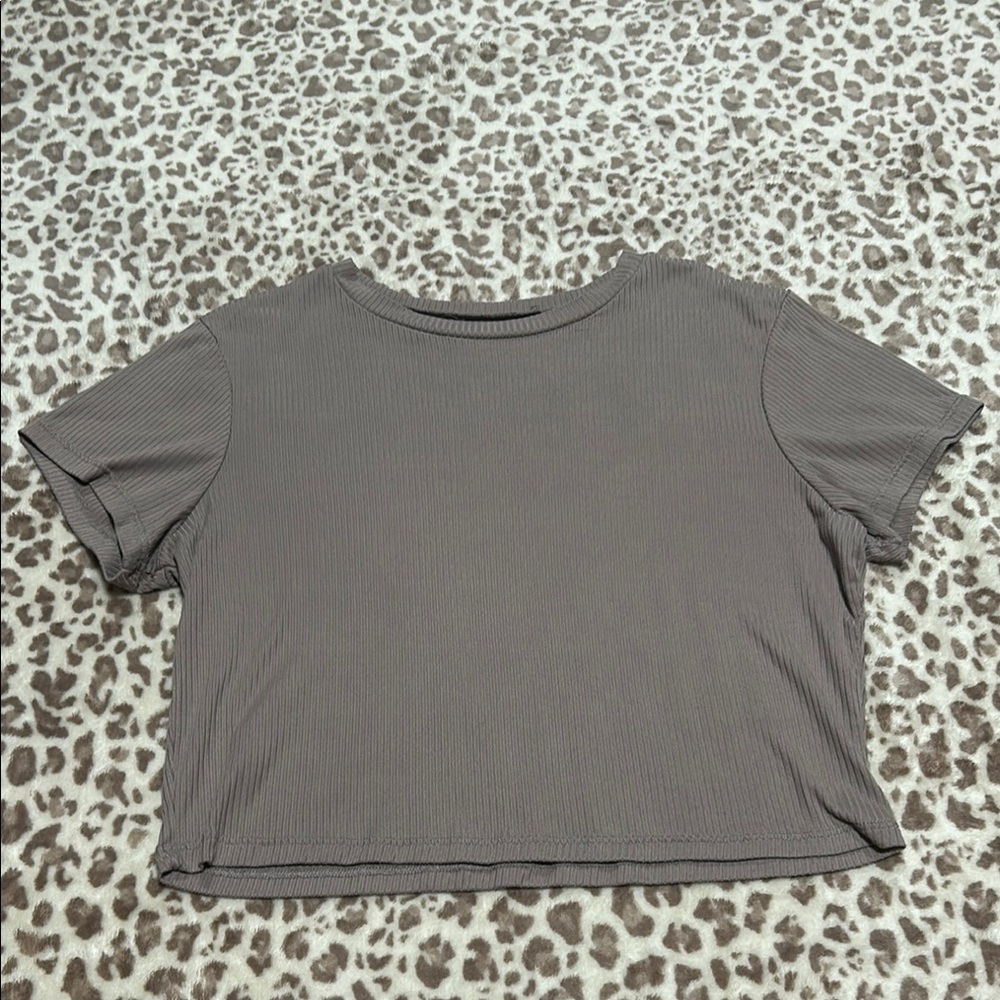 Women's Taupe Ribbed Top